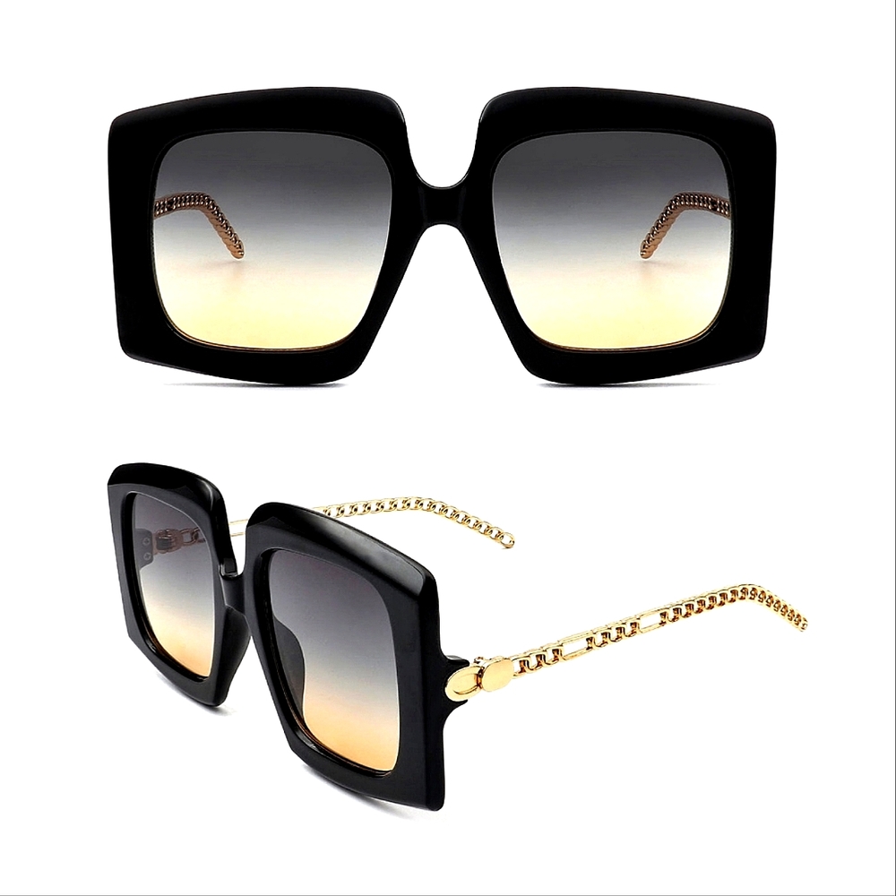 Square Oversized Sunglasses Ombre,  Black Retro Vintag Shades, Women Trendy Gift